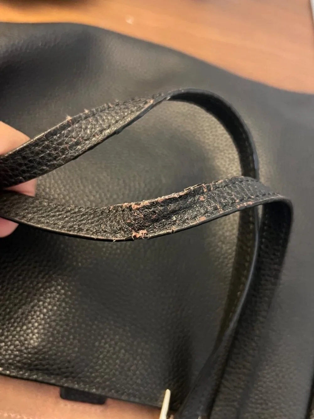 Kate Spade Black Pebbled Leather Shoulder Tote Bag With Bow Accent
